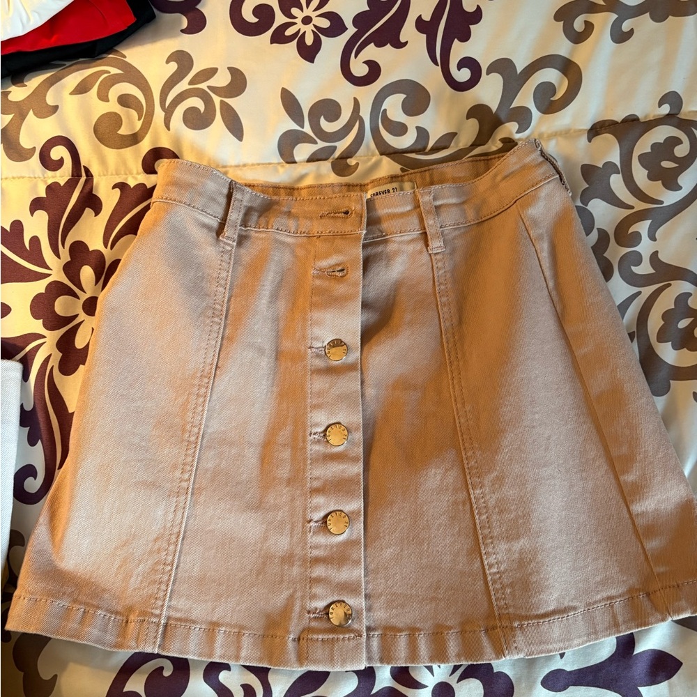Women’s Button-Front A-Line Skirt in Light Pink